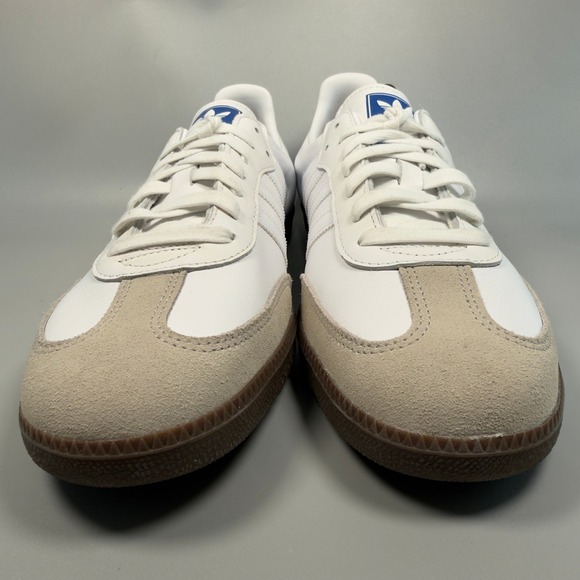 Adidas Samba OG Mens 12.5 12 1/2 Casual Sneaker White Gum Suede Leather Low Shoe - Picture 2 of 16